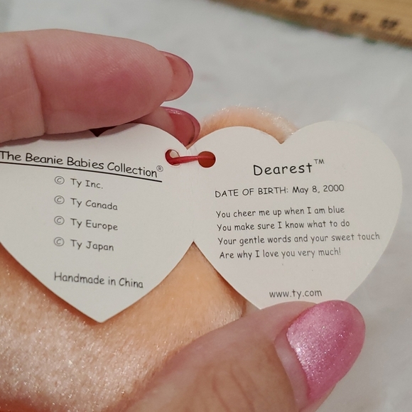 TY 2 Beanie Babies Bears  green ARIEL 2000 peach DEAREST 2000 NWT collectors - Picture 6 of 11